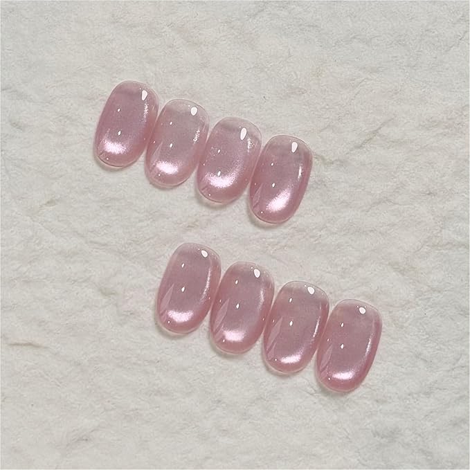 GAOY Barely Pink Glassy Cat Eye Gel Nail Polish, 16ml Glitter Holographic Nail Polish with Magnet, Reflective Translucent UV Light Cure, 3319 Pearl Petal