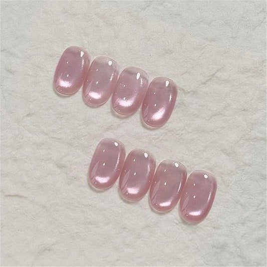 GAOY Barely Pink Glassy Cat Eye Gel Nail Polish, 16ml Glitter Holographic Nail Polish with Magnet, Reflective Translucent UV Light Cure, 3319 Pearl Petal