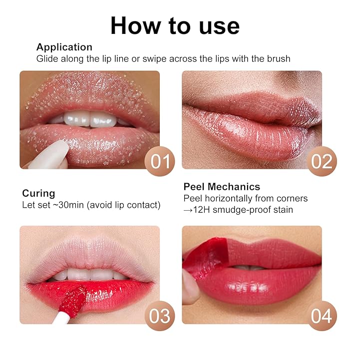 Lip Stain Peel Off - Nude Brown Lip Tint for Women & Teens | Long Lasting, Waterproof, Non-Sticky, Hydrating | Everyday Natural Peel Off Gloss for Soft Makeup Look