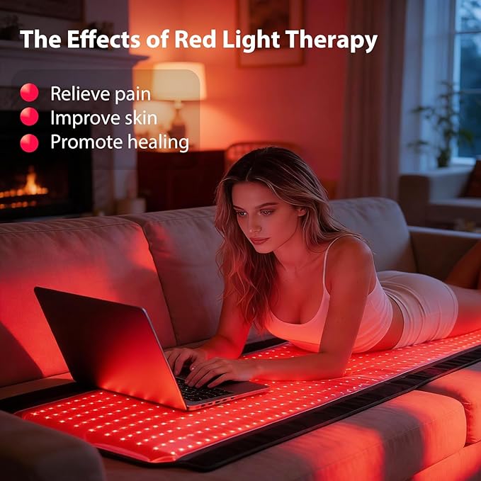 Red Light Therapy for Body, Red Light Therapy Mat with 3 Light Modes & 5 Working Modes, 600 LEDs redlight with 660nm & 850nm Dual Wavelength, Suitable for Men, Women, and All Types of Pets
