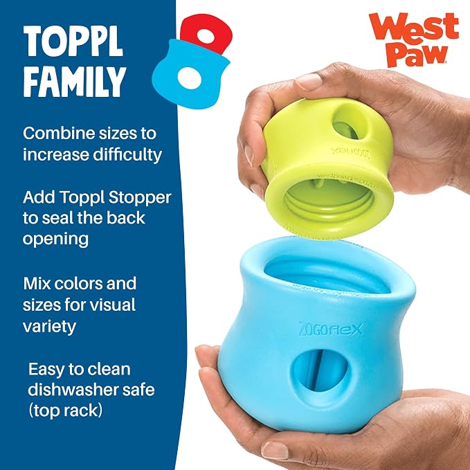 WEST PAW Zogoflex Toppl Interactive Treat Dispensing Puzzle Dog Toy for Mental Stimulation & Enrichment-Holds Kibble & Treats-Lickable, Freezable & Dishwasher Safe-Made in USA-Small-Sunflower Yellow
