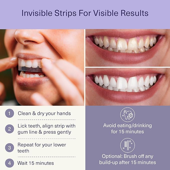 ELIMS Melt-Away Teeth Whitening Non-Toxic Strips for Sensitive Teeth - 14 Strips, 7 Treatments - Dissolving Mess-Free Application