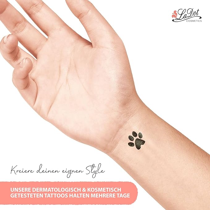 LaDot Temporary Tattoo Stamp– Easy-to-Use Reusable Ceramic Skin Stamp for Creating Custom Temporary Tattoos – Fun Body Art Tool for Parties, Events, and Festivals (Cat Paw, Small)