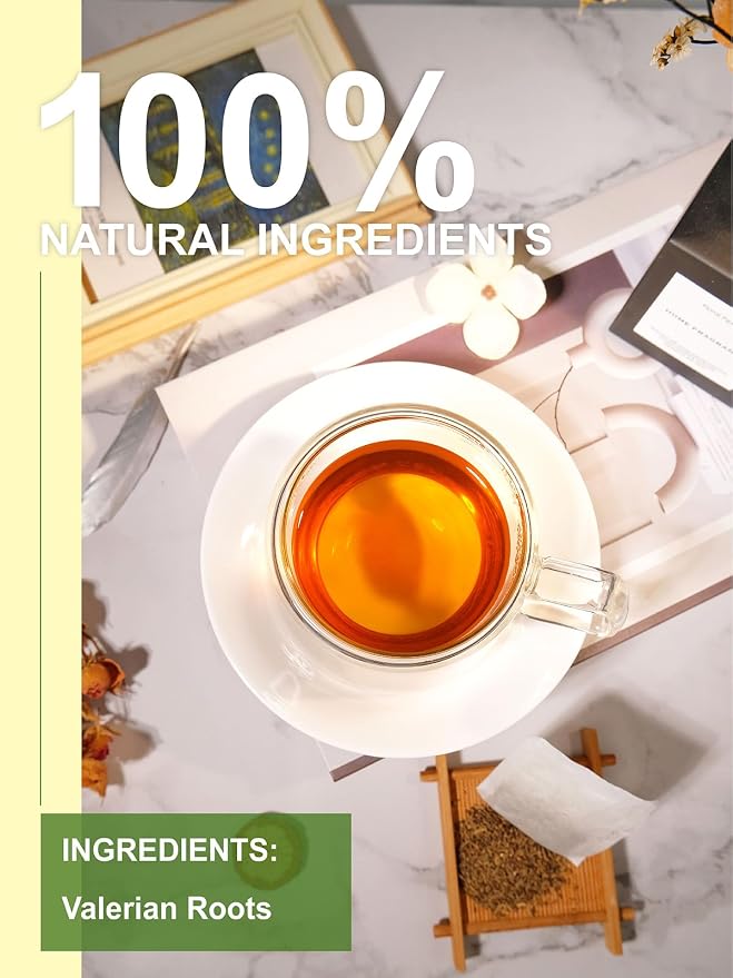 TeeLux Valerian Root Tea Bags, Smooth & Mild Taste, Caffeine Free, Natural Ingredients, 100 Count
