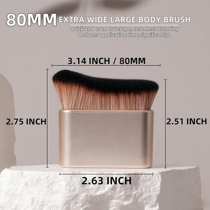 Bronze Tan Tanning Body Makeup Brush - Kabuki Brush for Self Tanner, Leg Makeup, Self Tanning Applicator for Face, Blend & Blur Body Brush Applicator for Hands, Arms, Feet, Chest/Neck