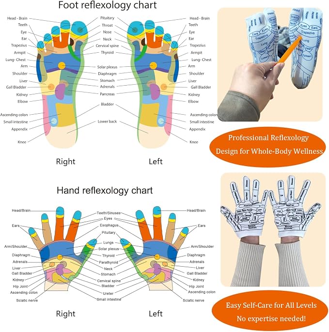 Reflexology Socks with Acupressure Massage Tools for Men and Women | Foot Pain Relief, Home Massage Therapy, Unisex Gift Idea Set of 4 (Black, Middle(7-8))