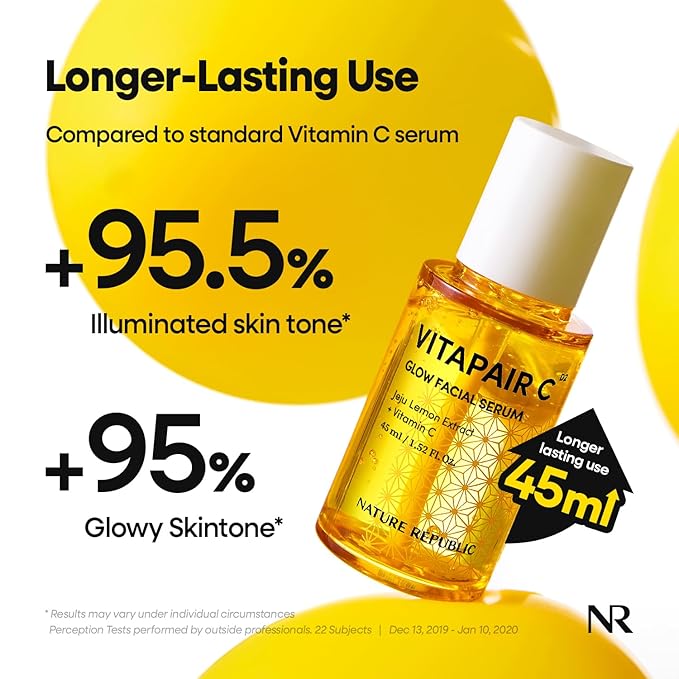 Nature Republic Vitapair C Glow Peptide Serum Set - Korean Vitamin Skincare, Triple Hyaluronic Acid Complex, Cleaner Skin, Hydrating, Niacinamide, Lightweight For All Skin Types