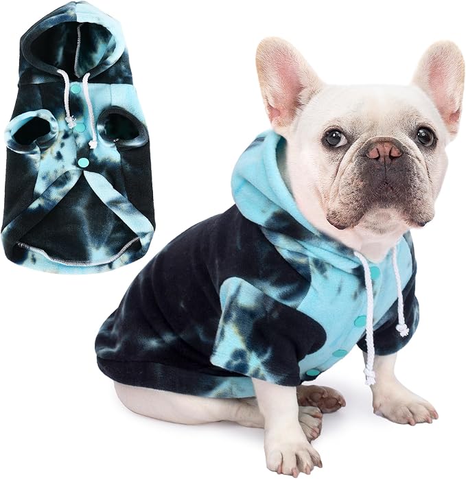 Dog Hoodie Tie Dye Dog Sweatshirt Chic Winter Clothes Ultra-Soft Warm Sweaters for Small Medium Dogs Fashion Pet Clothes for Dogs (Blue/Black/Grey, XL (Back: 16.92",Chest: 21.65", Neck: 18.89"))