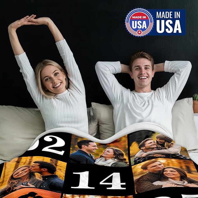 Yofair Ships Next Day, Custom Blanket with Picture Wedding Anniversary Valentines Day Gifts for Him Her Personalized Photo Blankets I Love You Couple Gift for Women Boyfriend Girlfriend Wife Husband