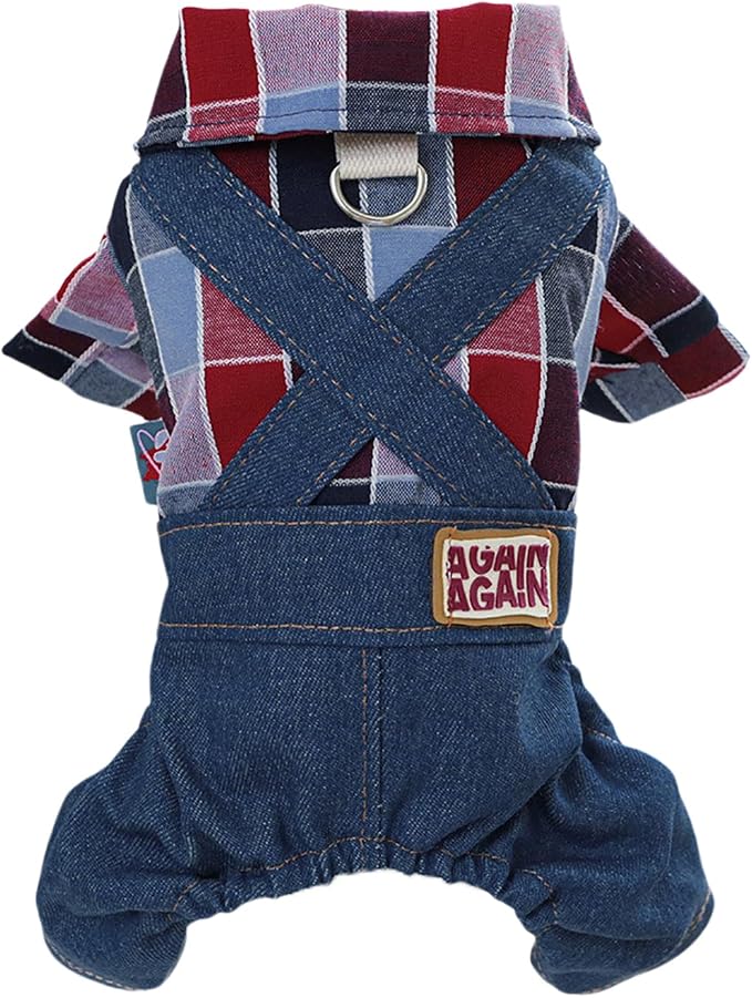 Dog Stylish Overalls Comfortable Puppy One Piece Outfits Summer Bib Overalls for Small Dogs Cute Pet Jumpsuit Onesie Chihuahua Yorkies Birthday Holiday Clothes Costume