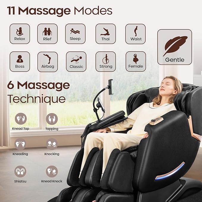 4D Massage Chairs Full Body - 53.5 Extend Sl Track Shiatsu Massage Chair - Zero Gravity Massage Chair,11 Massage Techniques,Core Heating & 22 Airbag, Smart Foot Rollers,Ai Voice, Yoga Mode