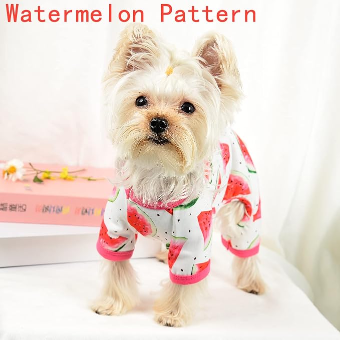 Dog Pajamas for Small Dogs Boy Girl, Dog Clothes Tiny Chihuahua Yorkie Spring Summer Shirt, Cute Puppy Outfit Pjs Jumpsuit Cat Onesie Apparel Pet Clothes