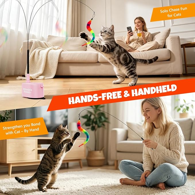 Interactive Cat Toys For Indoor Cats, 360° Flying Automatic Cat Toy, Pink