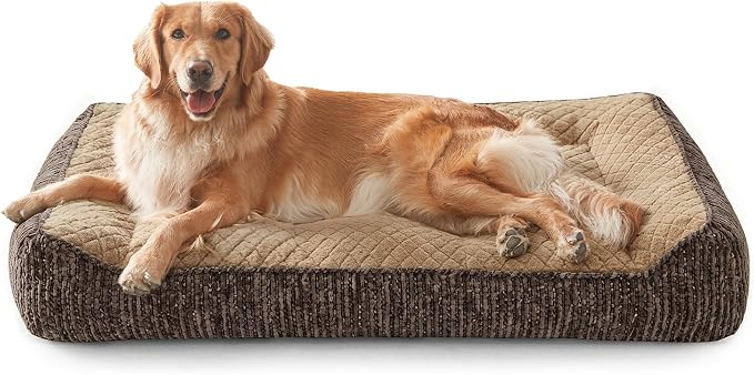 JOEJOY XL Orthopedic Dog Bed Large Size Dog, Extra Thick Big Dogs Couch Bed | Ultra Soft Extra Large Pet Bed Sofa with Bolster Sides & Removable Washable Cover, Brown, 42''x30''