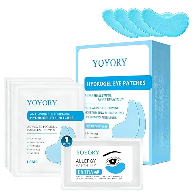 Under Eye Patches Masks - 24K Gold Eye Patch for Dark Circles and Puffy Eyes, Wrinkles, Fine Lines, Eye Bags Treatment with Collagen and Hyaluronic Acid, Moisturizing and Firming (60 Pcs White