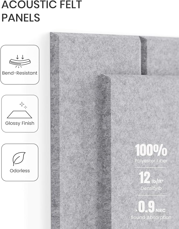 Fluxynara 48" x 36" Large Felt Bulletin Board, Soft Gray | 12 Pack Cork Board Alternative with 60 Safe Adhesive Tabs, Pin Boards for Wall Decor, Home, Office, Classroom,Dorm