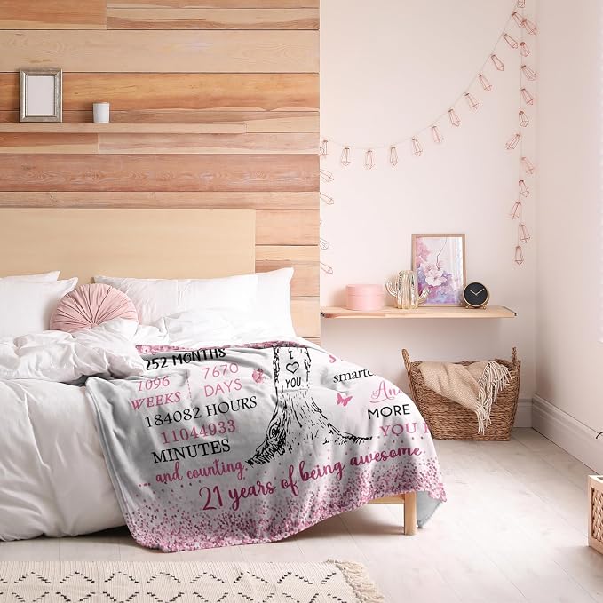21st Birthday Gifts for Her, 21st Birthday Decorations, 21 Year Old Birthday Gifts for Her, Gifts for 21st Birthday Female, Best Gifts for 21 Year Old, 21st Birthday Gift Ideas Blanket 50"X60"