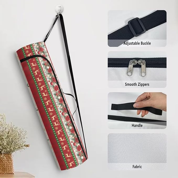 Yoga Mat Bag with Adjustable Shoulder Strap and Handle Zipper, 30in Wide x 6.3in Diameter for Yoga Mat Storage