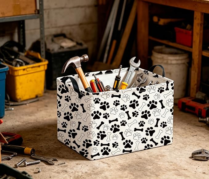 CLOCOR Rectangular Storage Bin, Waterproof Home Organization,Gift Basket(Paw)