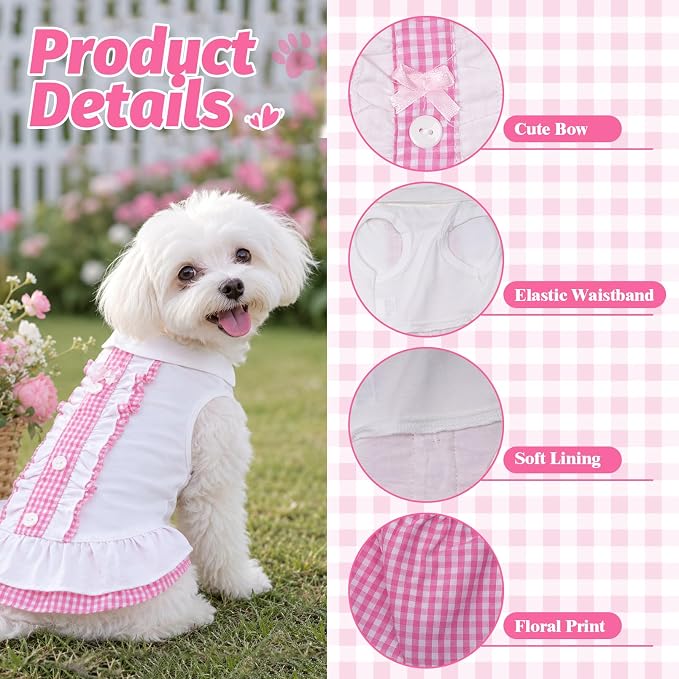 Dog Dress Cat Skirt Sleeveless Puppy Girl Clothes for Small Dogs Cats | Cute Pet Dress with Comfy Material, Fits Chihuahua Yorkie Pomeranian, Suitable for Park Walks Birthday Parties, Medium