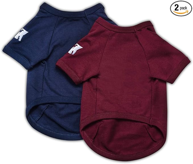 Koneseve Dog Shirts Soft Cotton Dog Clothes Stretchy T-Shirt for Small Medium Large Dogs Cat Shirt Breathable Puppy Outfit Kitten Apparel Pet Pullover Tee Blank Basic Sweatshirt 2-Pack Blue & Red XS | 2-Pack Casual Blank Tee Breathable Cotton & Stretch...
