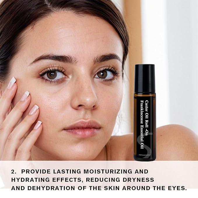 Castor Oil and Frankincense Eye Roller, Castor Oil Under Eye Roller, Castor Oil Frankincense Rollerball, Moisturizing, Anti-Wrinkle and Fine Line (2)