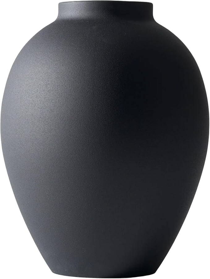 SilkSerenade Large Black Matte Flower Vase for Bedroom Kitchen Living Room Table, Contemporary Farmhouse Decorative Ella Flowers Iron Vases, Rustic Tall Earthy Wabi Sabi Modern Centerpieces Home Decor