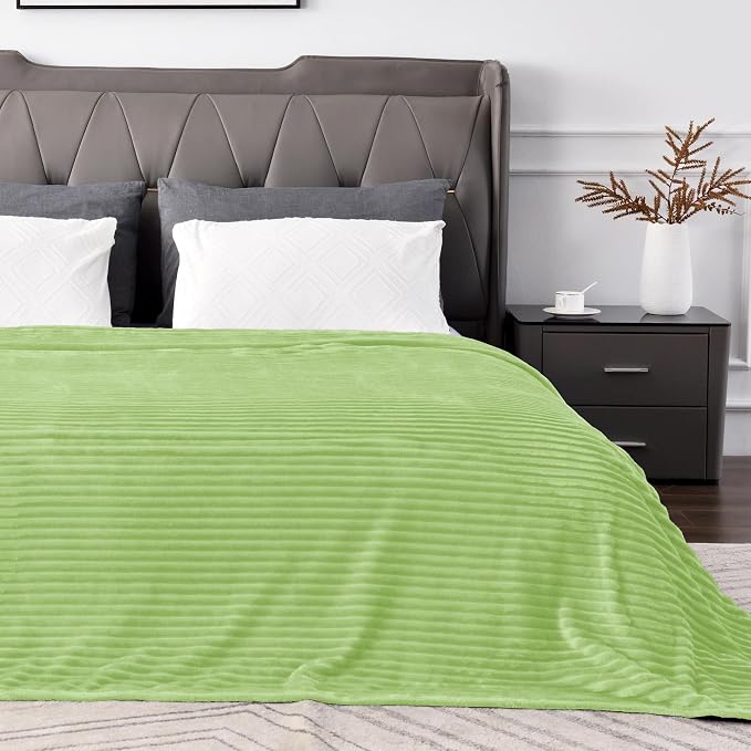 BEDELITE 3D Ribbed Jacquard Green Blankets Queen Size for Bed, 90x90 Inch | Soft Warm Decorative Fluffy Blanket, Cozy Fuzzy Lightweight Plush Fleece Throw Blankets for Bed, Room Decor, Gift for Women