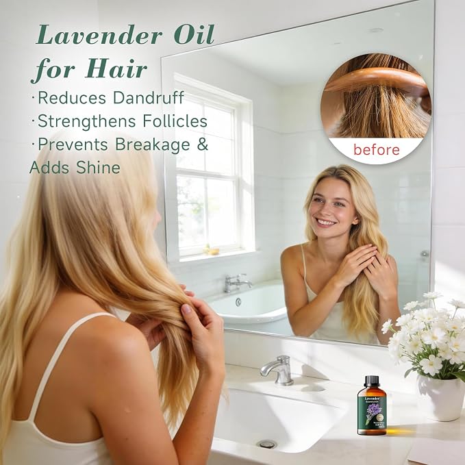 Lavender Essential Oil, Floral Scent, Pillow Mist & DIY, 3.38 Fl Oz | Mumianhua Lavender Oil, Soothing, Sweet Floral Aroma. For Bedroom Diffusion, Skin, Hair, Laundry & Candle Making