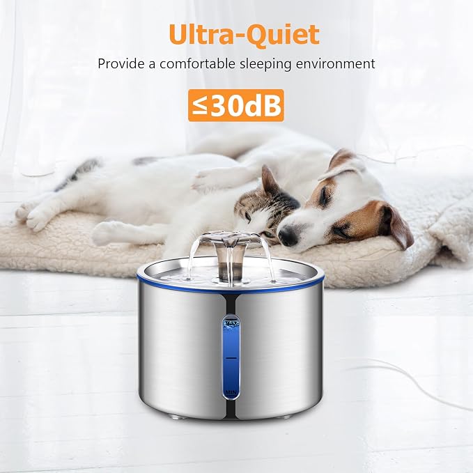 BOORCA Replacement Pump for Cat Water Fountain Dog Water Dispenser Ultra Quiet Long Lifespan Water Pump, LED Lights