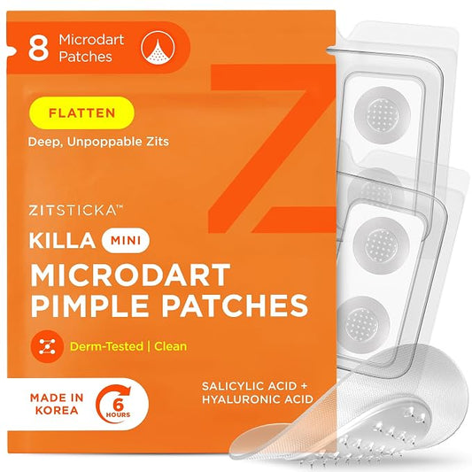 ZitSticka Killa Microdart Pimple Patches for Face - Most Potent Pimple Patch with Fast-Acting Microdarts - For Deep, Early-Stage Zits with Salicylic Acid - Mini 8 Count