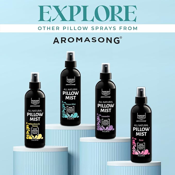 Aromasong Bamboo & Honey Pillow Spray - All Natural Calming Linen & Bedtime Mist for Deep Sleep - Aromatherapy Essential Oils for Sleeping