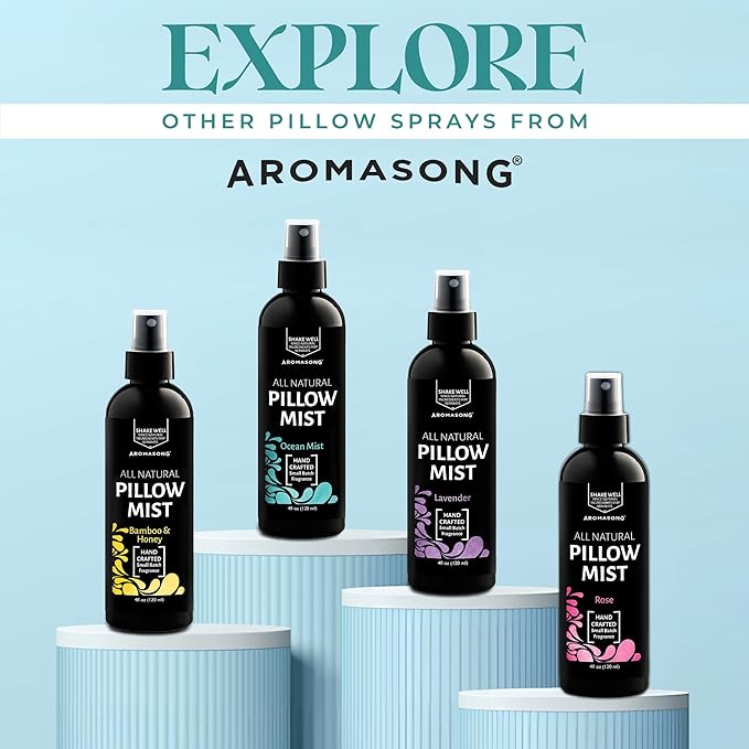 Aromasong All Natural Pillow Spray Holiday Gift Pack of Lavender, Ocean Mist, and Eucalyptus Included - Calming Linen & Bedtime Natural Essential Oil Mist Spray for Sleeping