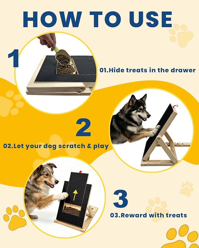Adjustable Dog Nail Scratch Board with Treat Drawer
