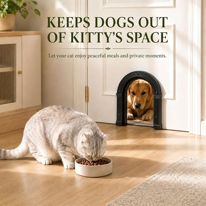 Cat Door for Interior Doors Large Cat Door for Cats Up to 25 lbs, No-Flap