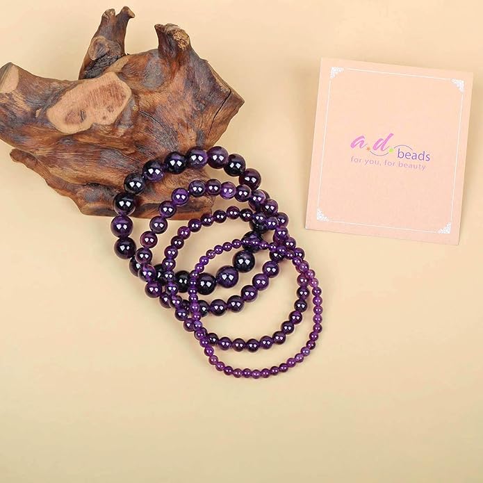 AD Beads Handmade Gemstone Stretch Elastic Bracelet Crystal Healing Reiki Nature's Beauty and Spiritual Essence Unisex