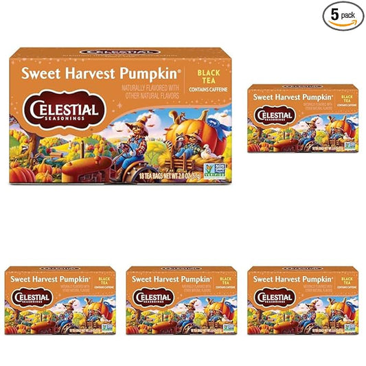Celestial Seasonings Tea Bags Sweet Harvest Pumpkin Black Tea,18 Count (Pack of 5)