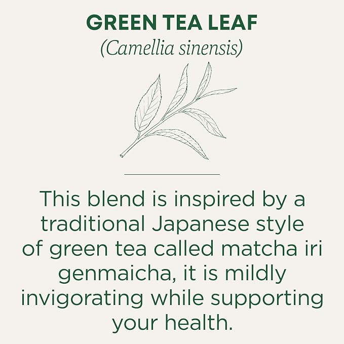 Traditional Medicinals Tea, Organic Green Tea Matcha, Genmaicha, Supports Health, Kosher, Non-GMO, Caffeine-Free, Compostable - 96 Tea Bags (6 Pack)