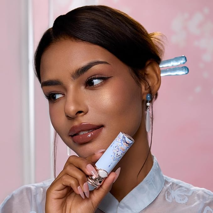 Flower Knows Butterfly Cloud Collar Glossy Lipstick,Hydrating Solid Lip Gloss,Moisturizing Nude Tinted Lip Balm,Long Lasting Lip Gloss in Balm for Girls&Women,Vegan & Cruelty-Free(C02 Agarwood)