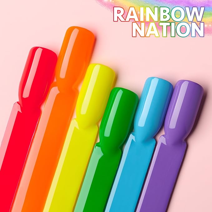 GAOY Neon Bright Gel Nail Polish Set, 6 Colors Summer Orange Hot Pink Glow in Dark, Soak Off UV Light Cure Gel Polish Kit for Nail Art DIY at Home