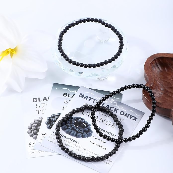 NCB 2.3-Piece 4mm Natural Crystal Gemstone Stretch Bracelets – Handmade Reiki Energy Healing Jewelry for Meditation,Yoga, Unisex