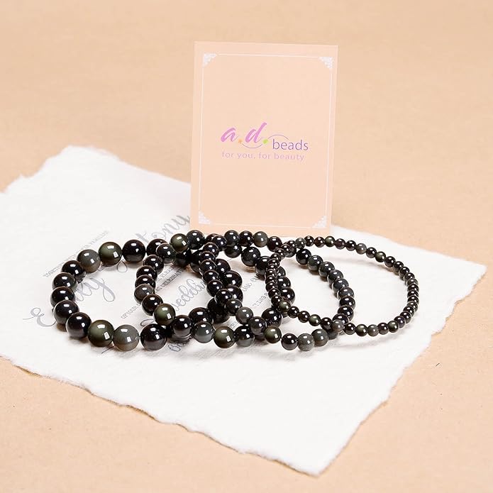 AD Beads Handmade Gemstone Stretch Elastic Bracelet Crystal Healing Reiki Nature's Beauty and Spiritual Essence Unisex