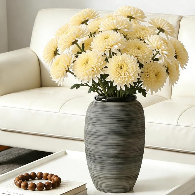ALMA 12'' Modern Flower Vase, Large Ceramic Vase for Tabletop Decor | Boho Style with a Black and Grey Finish, Perfect for Living Rooms, Entryways, Mantels, Bookshelves, Home decor, Giftable Vase
