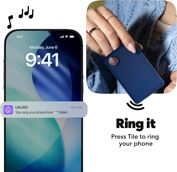 Life360 Tile Slim - Wallet Finder, Bluetooth Tracker and Item Locator for Luggage Tags, Passports and More. Both iOS and Android Compatible. Phone Finder. 1-Pack (Navy Blaze)