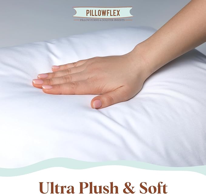 Pillowflex Synthetic Down Pillow Insert 21x27 in - Karate Chop Pillow | Oversized Standard Sham Form, Plush Polyester Cotton Blend, Cloud-Like Comfort, Clump-Resistant Fill, Smooth Elegant Finish