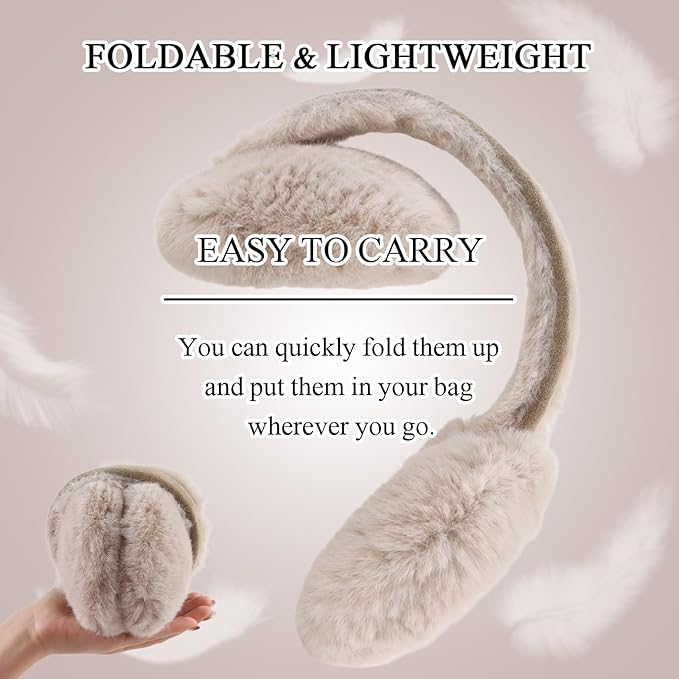 Zsedrut Winter Women Earmuff Foldable Ear Warmer Fluffy Ear Cover Warm Outdoor