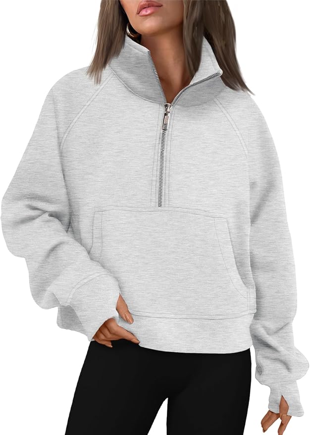 AUTOMET Womens Sweatshirts Half Zip Fleece Pullover Fall Outfits | Fall Fashion Clothes 2026,Cropped Sweatshirts,Cute Y2k Tops,Quarter Zipper Sweater,Winter Loungwear Outfits