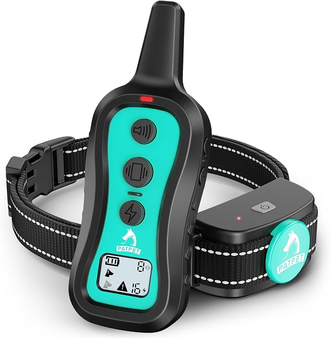 PATPET Dog Shock Collar with Remote Control Unrechargeable Training Collar | 1000Ft Waterproof Shock Collar for Dogs, 3 Training Modes(Beep,Vibration,Shock) for 15-100lbs Small Medium Large Dogs