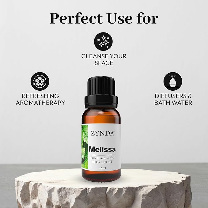 Melissa Essential Oil 100% Pure & Natural – Premium Melissa Oil for Skin Care, Hair, Diffuser & Aromatherapy – Organic Essential Oil, 3rd Party Lab Tested Natural Essential Oils – 10ml