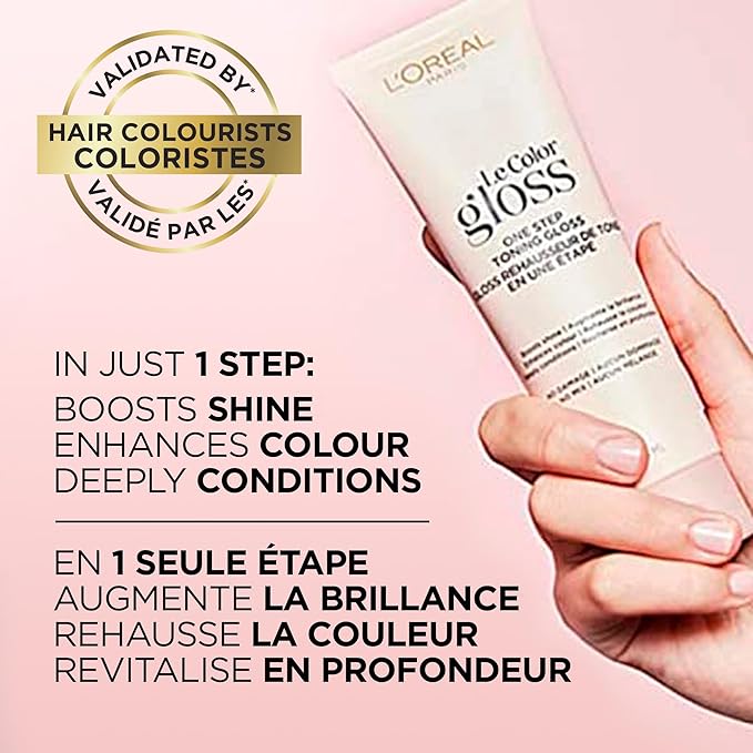 L’Oreal Paris Le Color Gloss One Step In-Shower Toning Hair Gloss for Bleached Hair, Neutralizes Brass, Conditions & Boosts Shine, Platinum Pearl, 4 Ounce